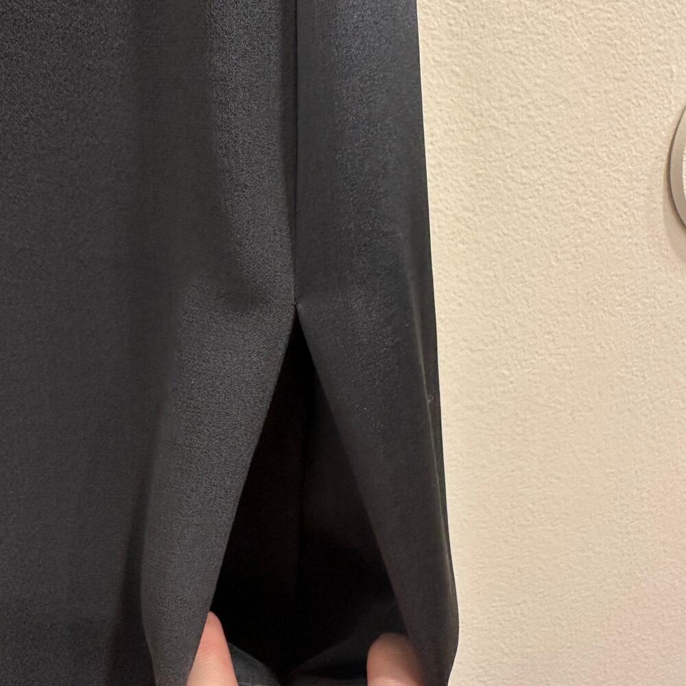 Eileen Fisher Gray Black Silk Georgette Satin Sleeveless‎ Shift Dress Small Luxe - Picture 7 of 11